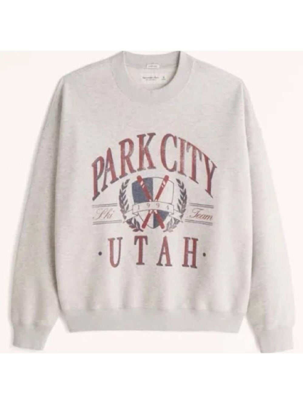 Abercrombie & Fitch Oversized Crewneck Sweatshirt Women Size XL Gray Park City